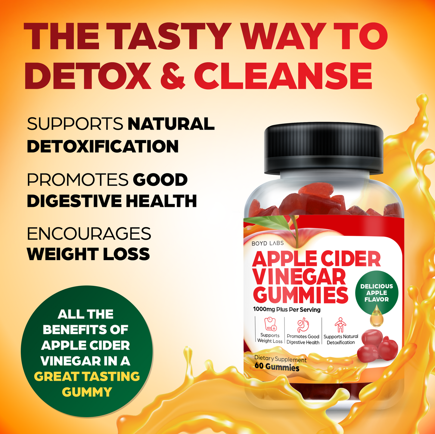 Apple Cider Vinegar Gummies - 1000mg - 60 Count