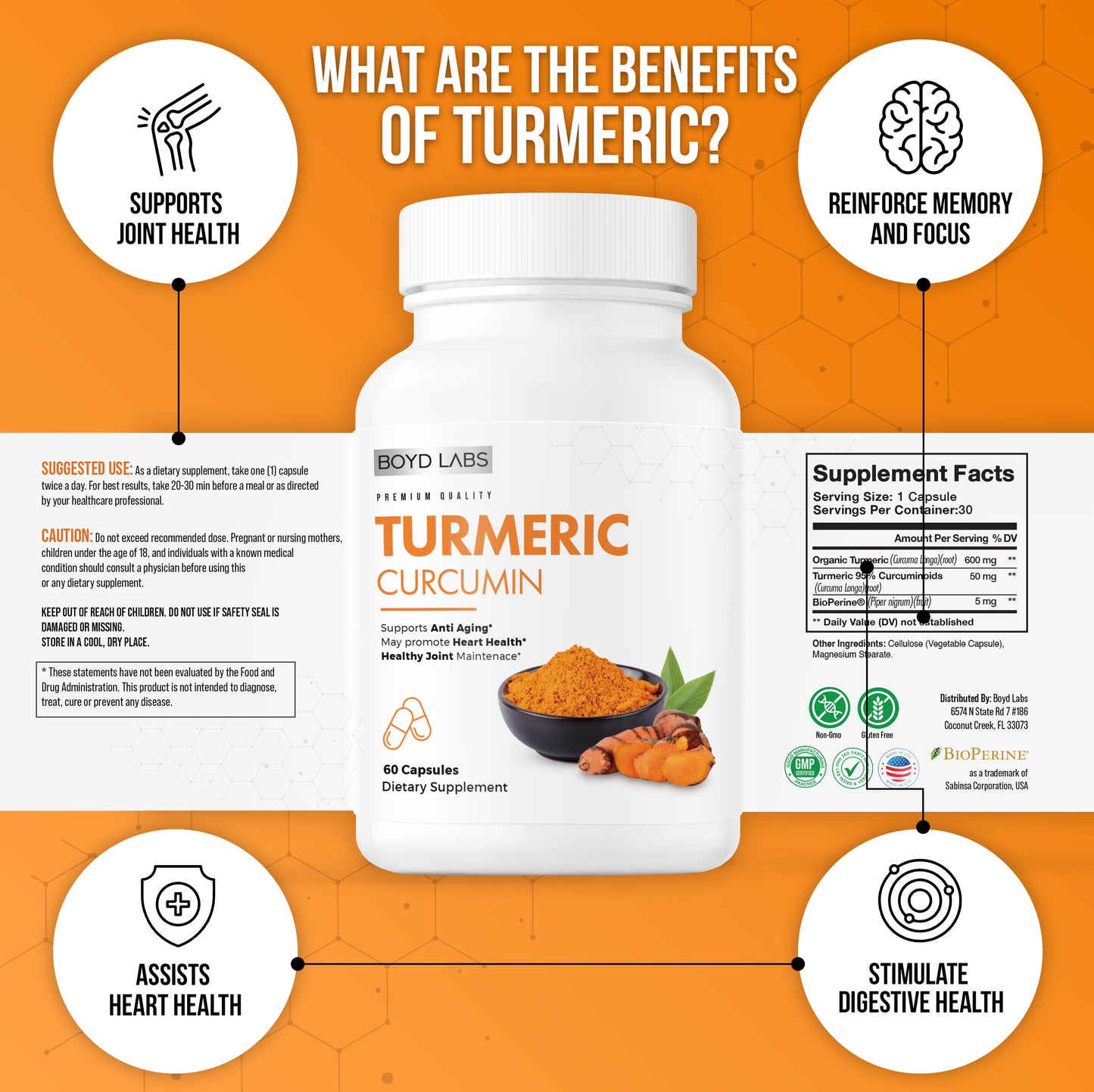 Turmeric with Curcumin - Premium Quality - 60 Capsules