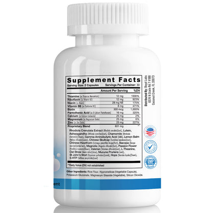 Boyd Labs Stress Relief with Ashwagandha and L-Theanine, Helps Reduce Anxiety and Support Calming Relaxation, 60 Count